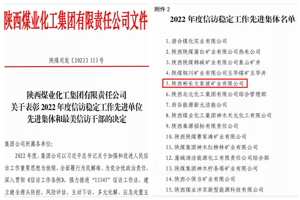 文家坡矿荣获陕煤集团2022年度信访稳定工作先进集体.png